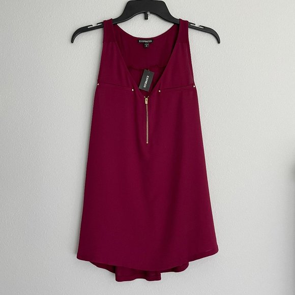 NWT - Deep Red - Express Sleeveless Blouse - Medium - Picture 1 of 11